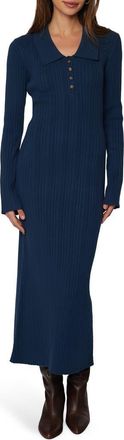Lost + Wander Giustina Long Sleeve Midi Sweater Dress in Deep-Teal at Nordstrom, Size X-Small