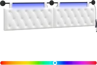 vidaXL Cabecero Colgante Con Luz Led Blanco Tela Vidaxl