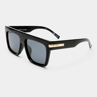 Le Specs Womens Offside Wide Fit Polarized Aviator Sunglasses In Black