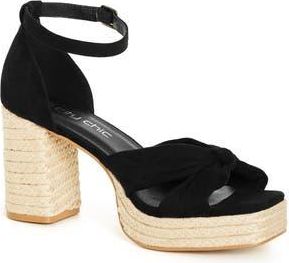 City Chic Oakley Platform Espadrille Sandal in Black at Nordstrom Rack, Size 12