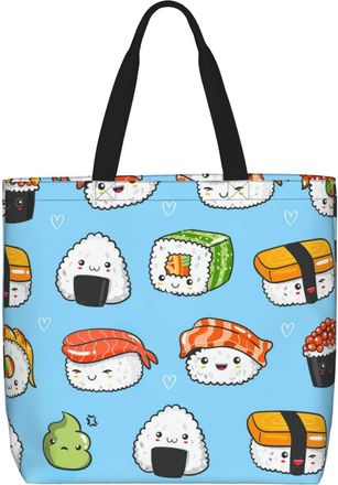 Generic Women Handbag Sushi And Sashimi Ladies Shopping Shoulder Bag Waterproof Lightweight Beach Travel Bags, For Graduation, Birthday, School, Christmas, Wo