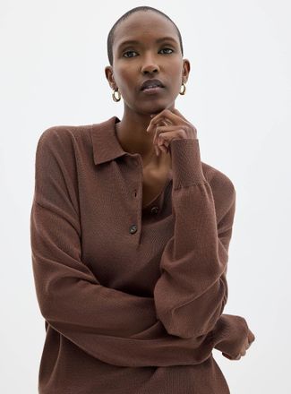 Contemporaine Womens Polo collar loose sweater