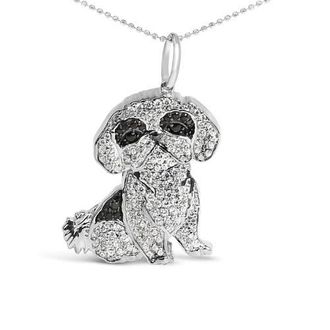 House of Brilliance Silver 1 1/4 Cttw Diamond Shih Tzu Dog Pendant Necklace 18 inch in White at Nordstrom