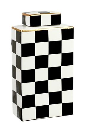 Mark Roberts Checkered Box Jar with Lid 11.5 in Black at Nordstrom