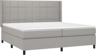 vidaXL Vidaxl - Cama Box Spring Con Colch&oacute;n Tela Y Led Gris Claro 200x200 Cm