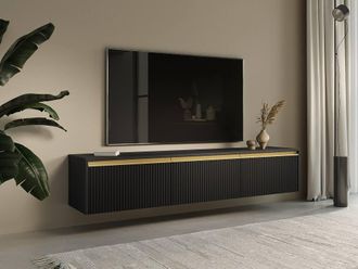 Vente-Unique Wall - Mounted Or Freestanding TV Unit With 3 Doors In MDF - Black and