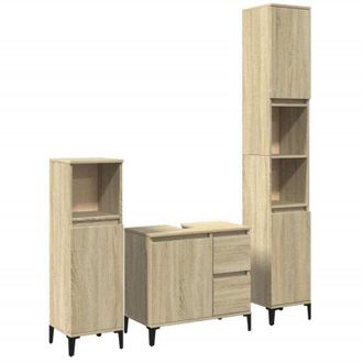 vidaXL Set De Muebles De Ba&ntilde;o 3 Pzas Madera Contrachapada Roble Sonoma Vidaxl