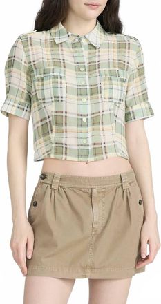 Frame Denim Utility Shirt In Jade Green Plaid