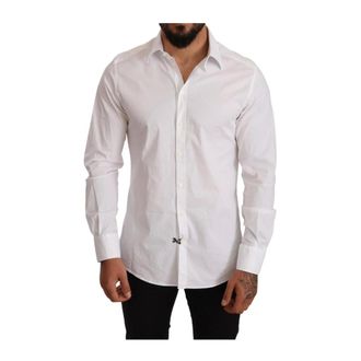 Dolce & Gabbana Formal Shirts, male, White, 2XS, Slim Fit Formal Shirt