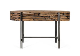 Giner&Colomer Consola de madera de teca 140 cm estilo r&uacute;stico chic industrial