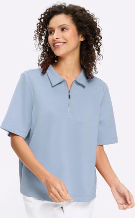 Heine T-Shirt HEINE Shirt, Damen, Gr. 34, eisblau, 55% Viskose, 40% Polyester, 5% Elasthan, unifarben, Rundhals, Shirts T-Shirt