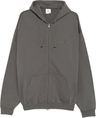 VETEMENTS Hoodie met borduurwerk en rits - Grijs