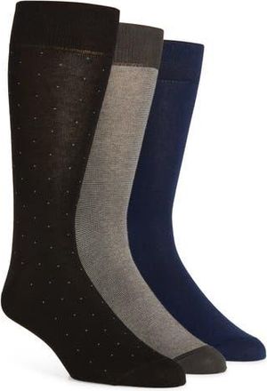 Lorenzo Uomo Assorted 3-Pack Cotton Blend Dress Socks in Black at Nordstrom Rack