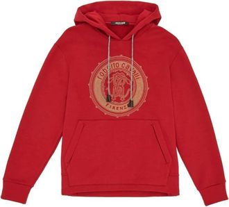 Roberto Cavalli Carmine Stud Embellished Mirror Snake Cotton Jersey Hoodie, Size X-Small