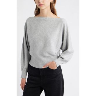 Open Edit Boat Neck Sweater in Grey Heather at Nordstrom Rack, Size X-Small