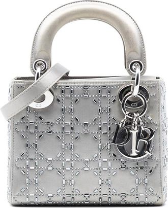 Dior Pre-owned Dior Mini Satin Cannage Strass Crystal Embellished Lady Dior 02-MA-0137