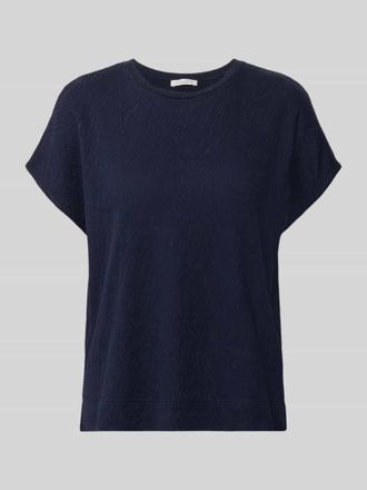 Christian Berg T-Shirt mit Strukturmuster und Rundhalsausschnitt in Dunkelblau, Gr&ouml;&szlig;e XL