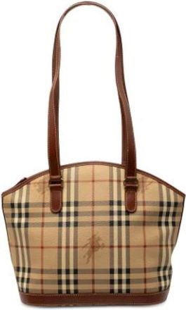 Burberry Pre-owned Shoulder Bags, female, Beige, Size: ONE SIZE Pre-owned Haymarket Check Shoulder Bag
