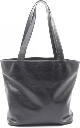 Chanel Black Leather Handbag Tote Bag (Pre-Owned)