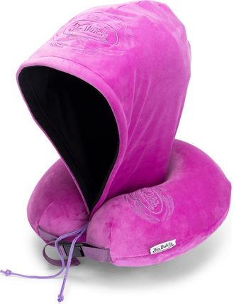 Von Dutch Pinstripe Hooded Memory Foam Travel Neck Pillow in Purple at Nordstrom