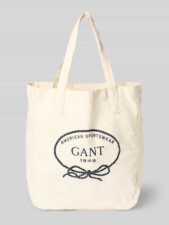 GANT Shopper mit Label-Stitching in Ecru, Gr&ouml;&szlig;e 1