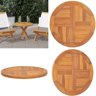 vidaXL Piano Tavolo in Legno Massello di Teak Rotondo 2,5 cm 50 cm - Tavolo in teak - Tavolo da giardino