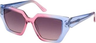 Guess Emilia Geometric Zonnebrillen - Dames - Zonnebrillen - Blauw - 53 MM - Accessoires