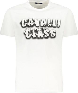 Cavalli Grafische Tee met Gedurfd Print - Heren - T-shirts - Wit - 2XL - Katoen - Tops