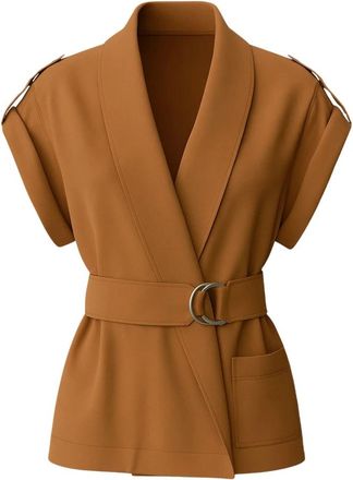Clips Jassen, Dames, Bruin, S, Mouwloze jas met riem