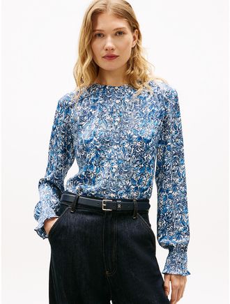 Tommy Hilfiger Womens Floral Print Shirt - Navy - XXL