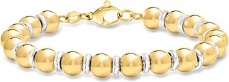 Ross-Simons Italian 18kt Gold Over Sterling and Sterling Silver Bead Bracelet