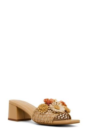 Anne Klein Dia Straw Flower Slide Sandal in Raffia Multicolor at Nordstrom, Size 10