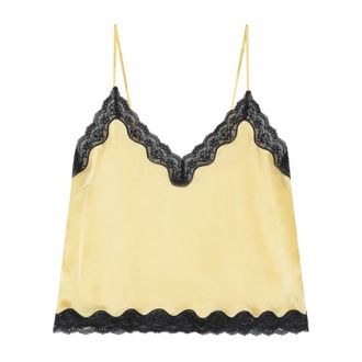 Rotate ROTATE Birger Christensen, Sleeveless Tops, female, Yellow, Size: S Camisole W. Lace