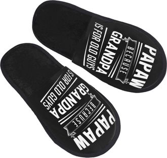 Generic Warm Slipper Papaw Because Grandpa Is For Oid Guys Home Slipper Unisex House Shoes Non-Slip Scuff Slippers For Hotel Party Travel M