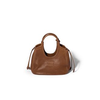 Miu Miu Ivy Nappa Leather Tote Bag, Woman, Oak
