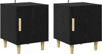 vidaXL Bedside Cabinet 2 pcs Black Oak 40 x 40 x 50 cm Engineered Wood vidaXL