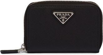Prada logo-plaque Saffiano coin purse - men - Leather - One Size - Black