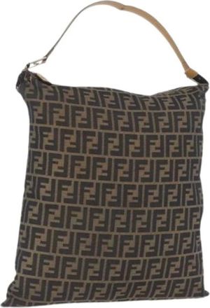 Fendi Pre-owned Shoulder Bags, female, Brown, Size: ONE SIZE Pre-owned Canvas Shoulder Bag