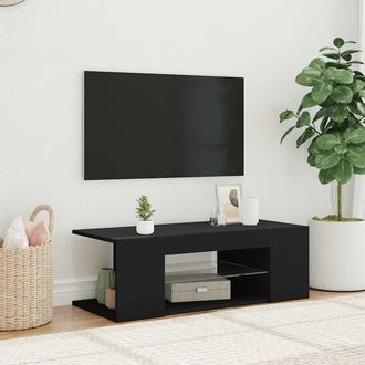 vidaXL Mueble De Tv Con Luces Led Negro 90x39x30 Cm Vidaxl