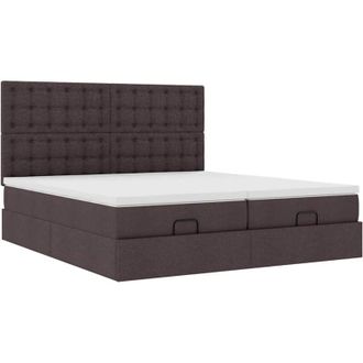 vidaXL Estructura Cama Otomana Colchones Tela Marr&oacute;n Oscuro 160x200 Cm Vidaxl