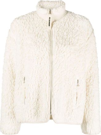 Jil Sander zip-up fleece jacket - women - Viscose/Elastane/Cotton - S - Neutrals