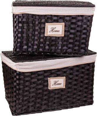 Wanderlust Deco Wanderlust Deco - Set 2 Ba&uacute;les De Mimbre Forrado Negros