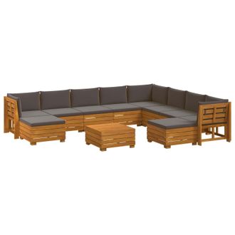 vidaXL Conjunto De Sof&aacute;s De Exterior Con Coj&iacute;n 11 Pieza Marr&oacute;n Vidaxl