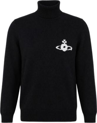 Vivienne Westwood Orb Intarsia Roll-neck Sweater - Dames - Coltruien - Zwart - S - Wol - Truien & Vesten