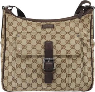 Gucci Pre-owned Cross Body Bags, female, Beige, Size: ONE SIZE Pre-owned Canvas Crossbody Bag