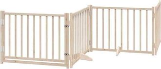 vidaXL Dog Gate with Door Foldable 4 Panels 320 cm Solid Wood Fir vidaXL