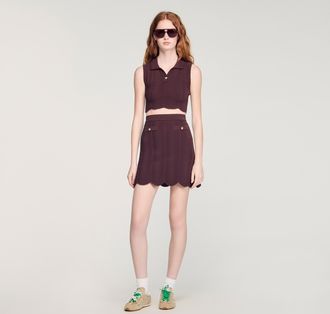 Sandro Cropped decorative knit top