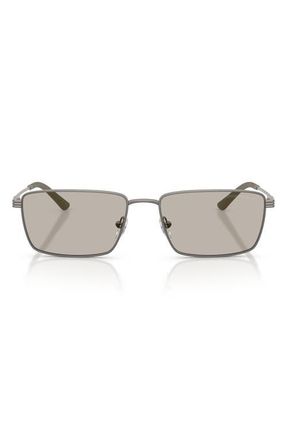 Emporio Armani 57mm Rectangular Sunglasses in Matte Grey /Light Brown at Nordstrom