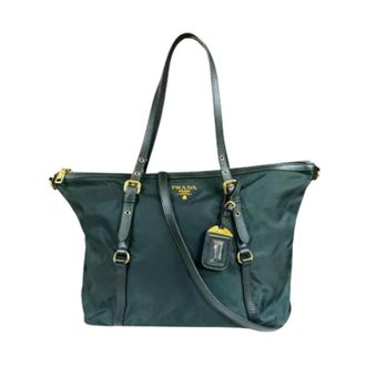Prada Pre-owned Tote Bags, female, Green, Size: ONE SIZE Pre-owned Nylon Tote Bag