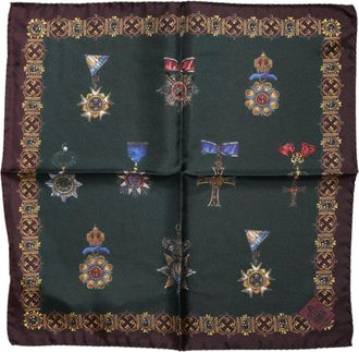 Dolce & Gabbana Groene Medailles Zijde Vierkante Foulard Sjaal